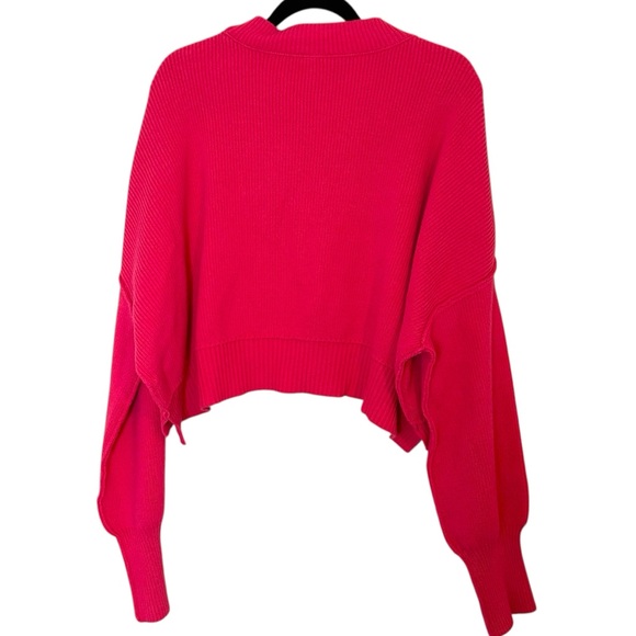 Free People Easy Street Cropped Tunic Sweater- Pink- Size Medium - Picture 7 of 10